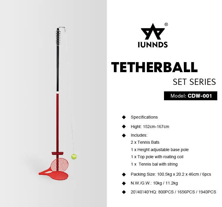 IUNNDS Best price portable tennis trainer equipment swingball tetherball set with 2 racket
