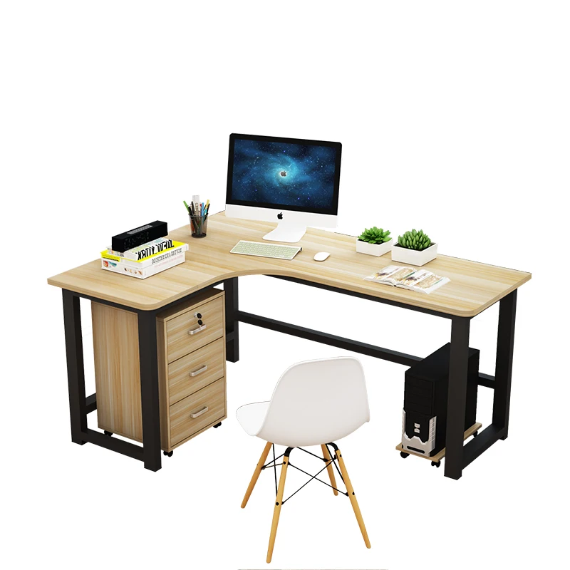 
Modern Office Furniture L Shaped Steel Frame Laptop Desk wooden adjustable pc tables 