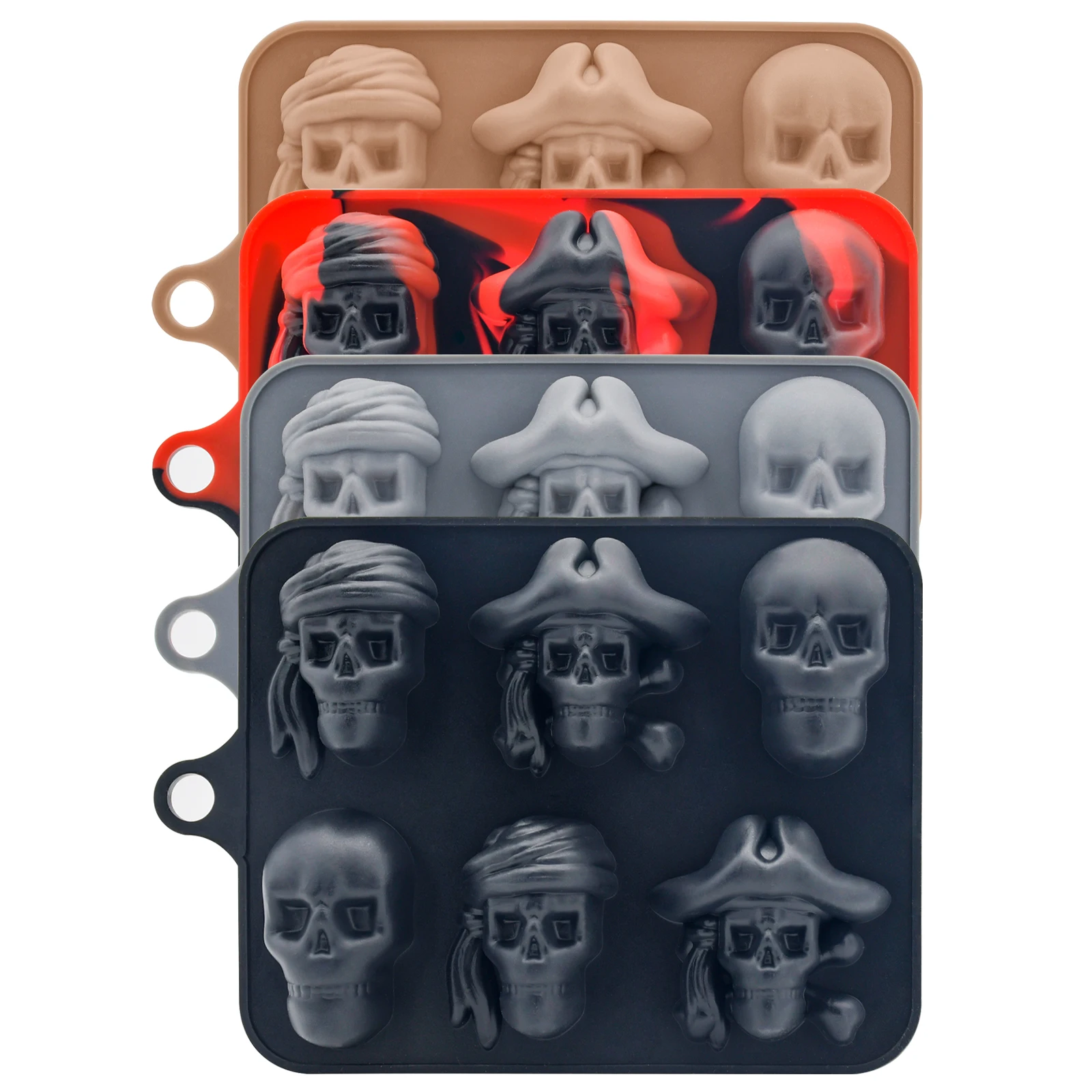 2024 New Arrival Halloween Theme Bar Creative Pirate Shaped 3D Silicone Mold Ice Cube Maker