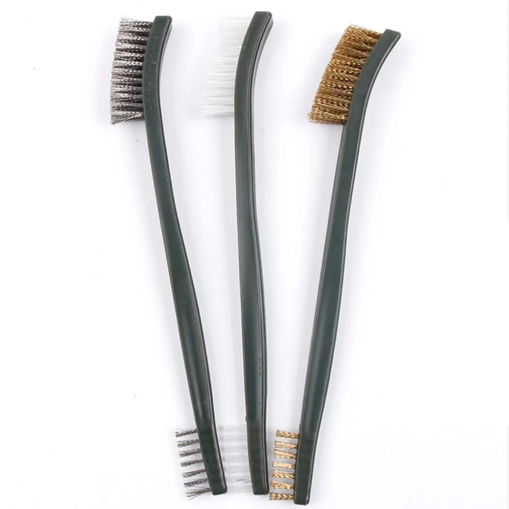 Custom 3 Pack Mini Wire Brushes Brass Nylon Cleaning Polishing Metal Rust Remover Brushes