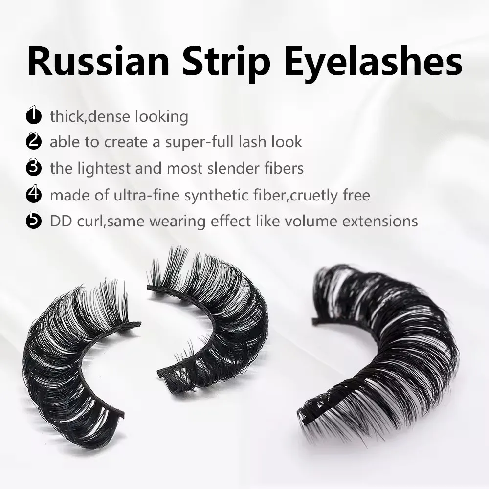 yiernuo  Russian Full Strip Eyelashes Vendors Faux Natural 3D Mink Lashes 15-25mm Wholesale Eyelashes