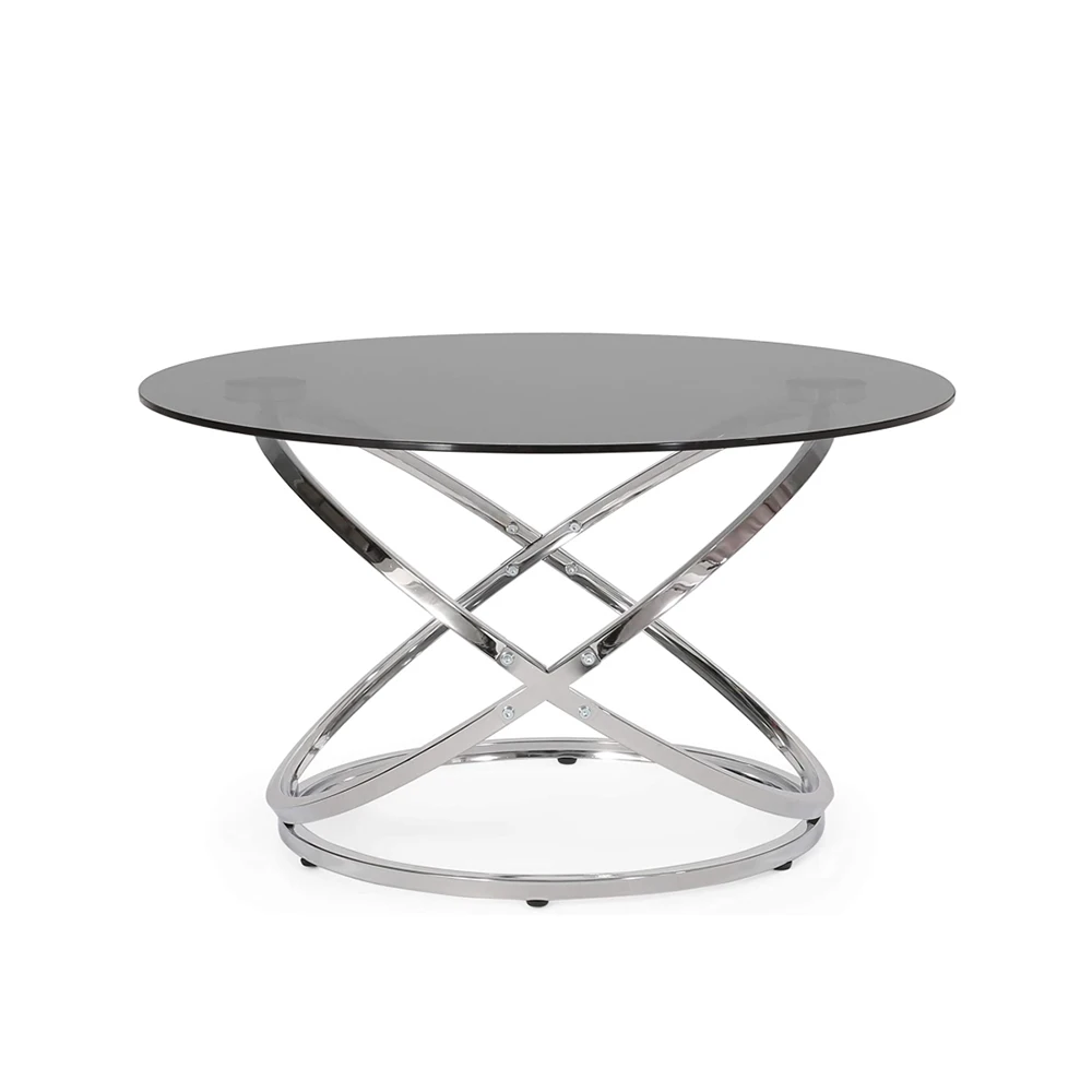 Factory Cheap Small Round Tempered Glass Coffee Table Top With Metal Leg For Living Room Bedroom Glass Tea Table