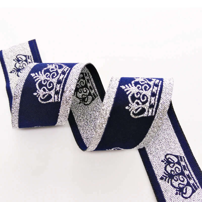custom 15 mm  inch fashion damask woven jacquard Ribbon metallic horse ribbon for decor