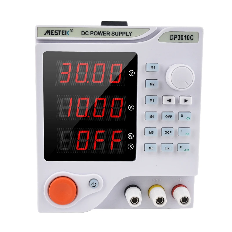 Mestek хорошее качество источник питания постоянного тока DP3010C 4-разрядный DC напряжение профессиональный источник питания для лабораторий импульсный источник питания светодиодного табло