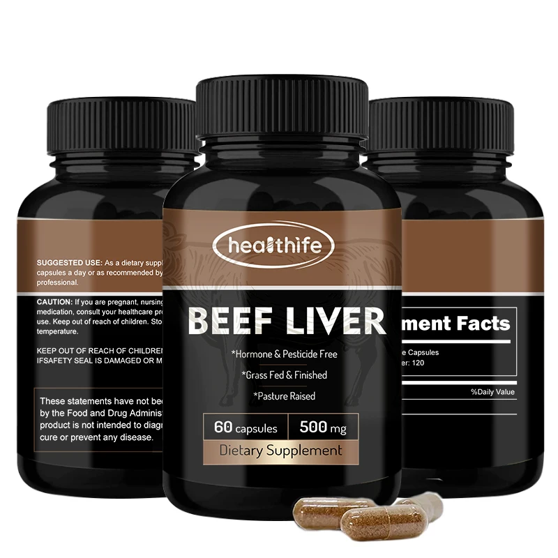 Healthife New Zealand Beef Liver Capsule 500mg/180caps/Bottle Grass Fed Beef Organ Capsule
