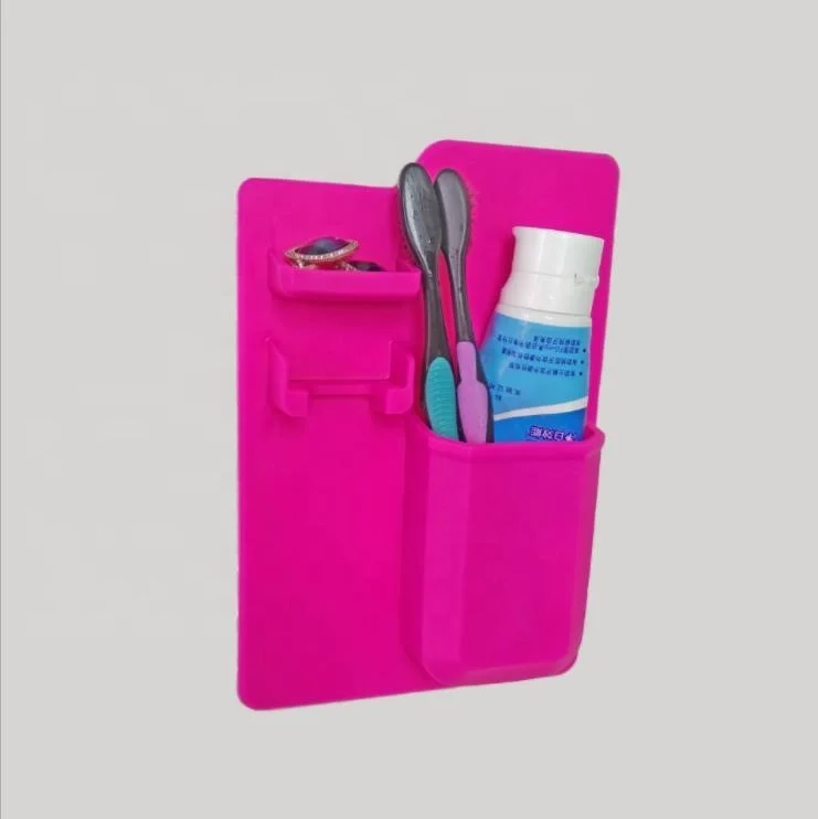 Multifunctional Bathroom Waterproof Non-slip Toothpaste Storage Rack Hanging Silicone Toothbrush Holder with Suction Cup