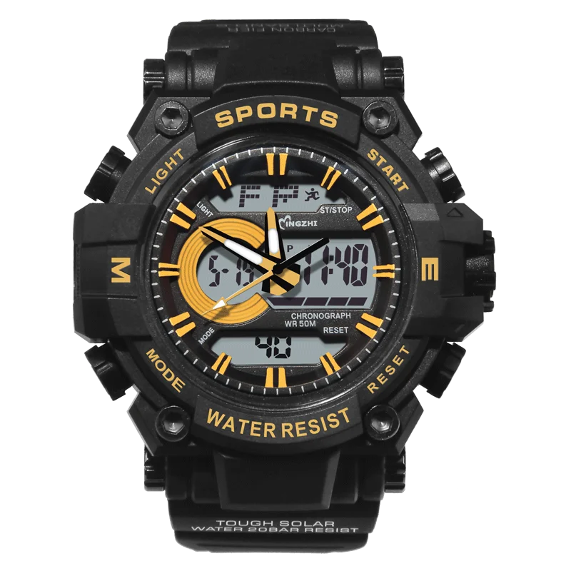 Chronograph calendar wrist watch digital, digital with analog watch, 5atm waterproof digital watches