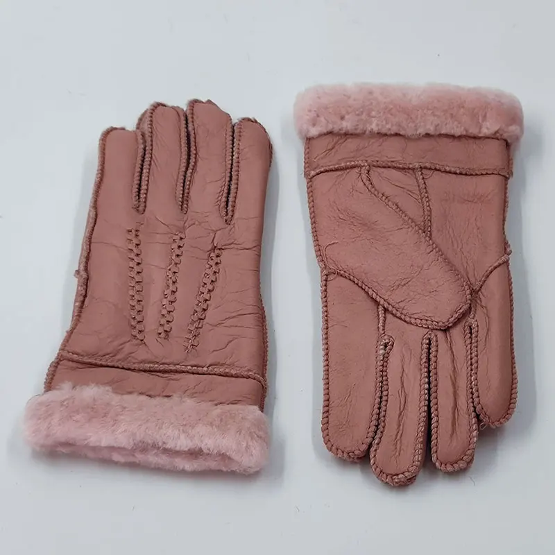 Winter Gloves Warm Fur Sheepskin Gloves Kids Children Leather Gloves Mitten