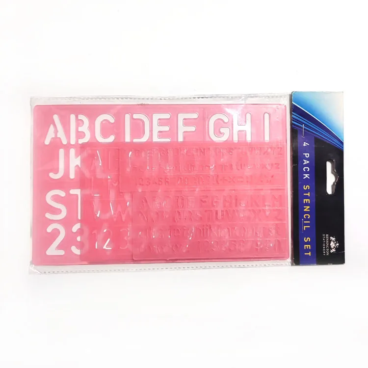 4 Size Journal Drawing Stencil Ruler Number and Letter Shapes Plastic Template Stencils for Painting