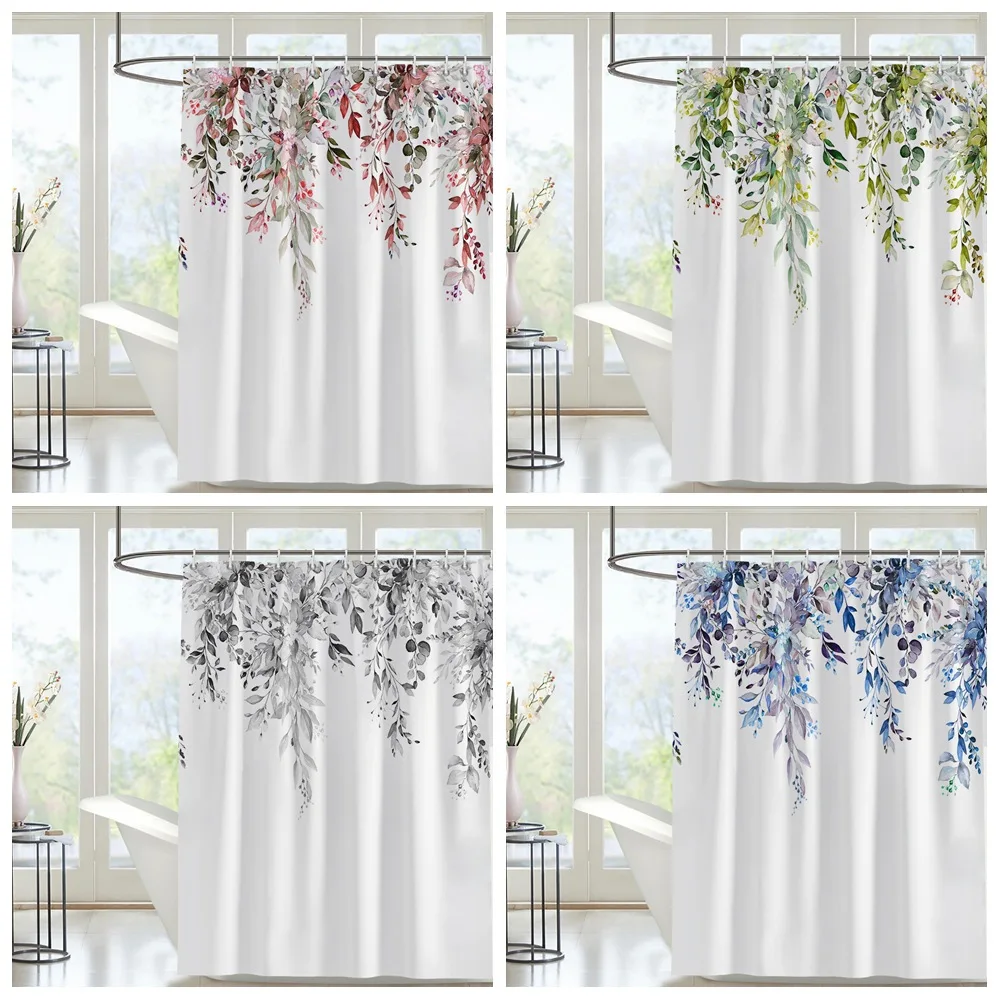 Wholesale Print Modern Plant Shower Curtain, Waterproof Bathroom Curtain, Simple Shower Curtain 180x180cm