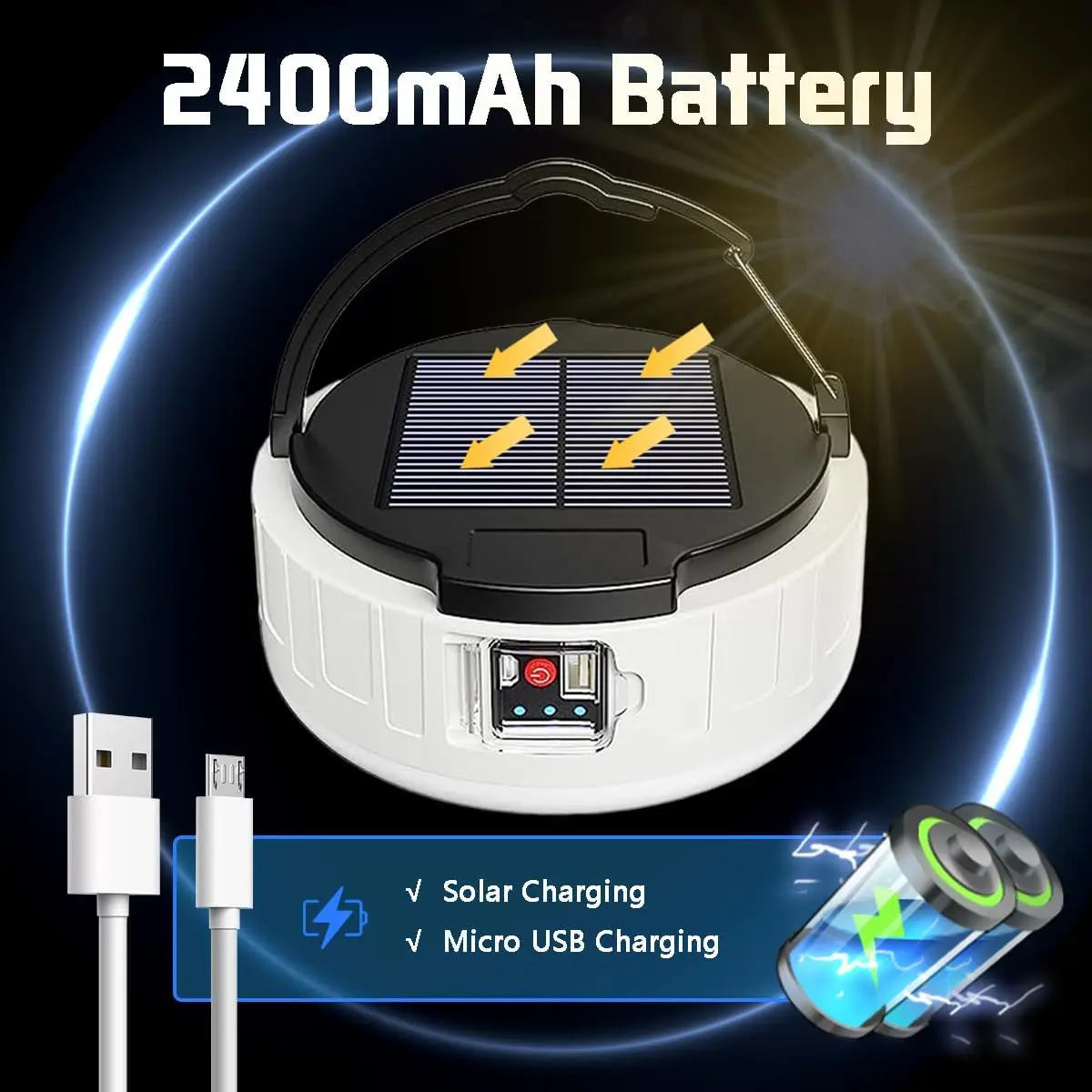 LED Solar Camping Lantern Portable Waterproof Solar USB Rechargeable Remote Control Indoor Outdoor Emergency Light Camping Light