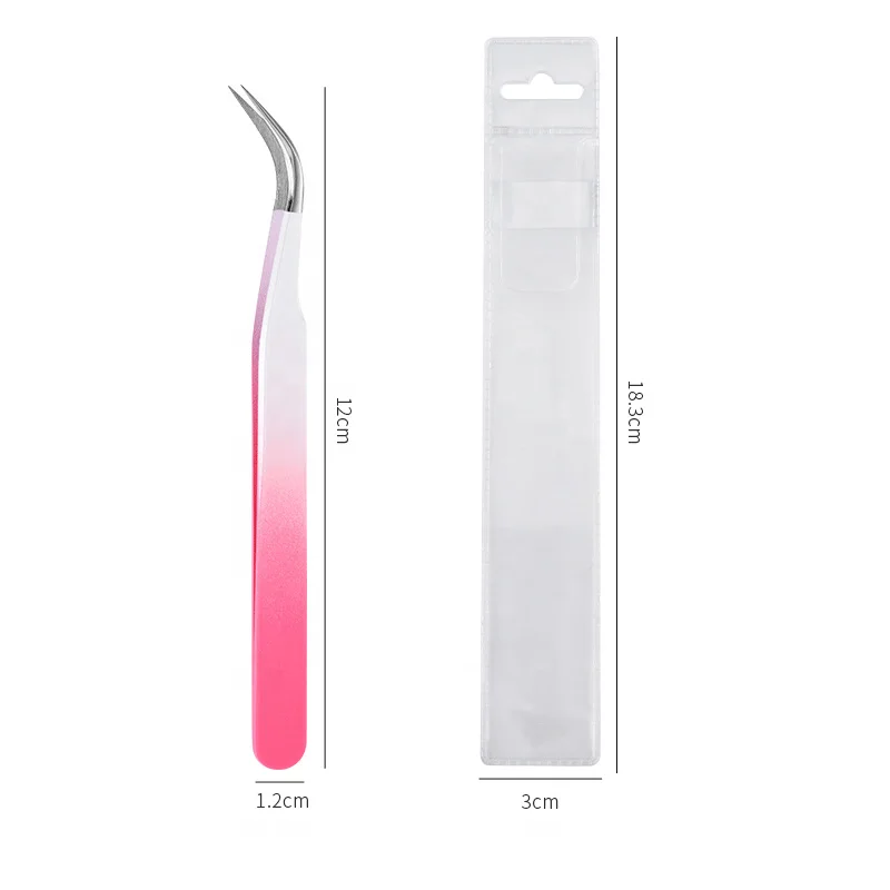 Wholesale False Eyelash Extension Beauty Care Makeup Stainless Steel PLucking Pink Eyebrow Tweezers
