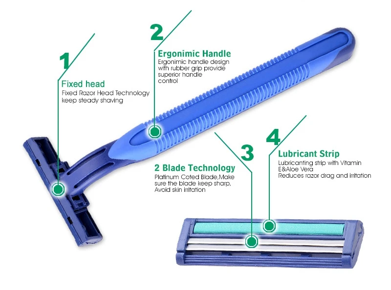 Ready to Ship Hot Sale High Quality Shaving Safety Disposable Twin Blade Razor