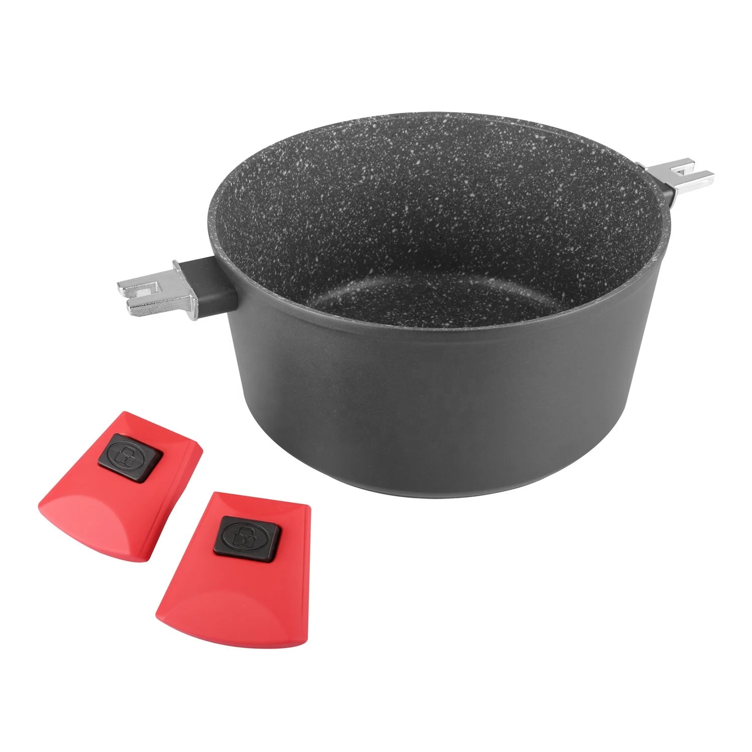 4.5QT Forged Aluminum Marble Nonstick Casserole Pot With Detachable Handle With Induction Bottom