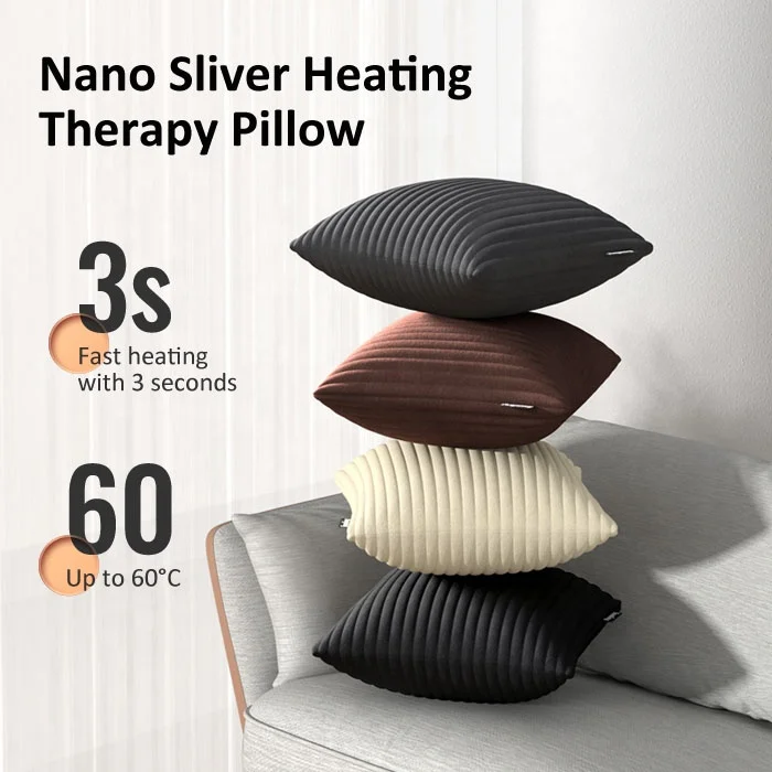 Anjuny USB Heated Rechargeable Heating Pillow Electric Soft Silk Warm Winter Car Outdoor Throw Pillow