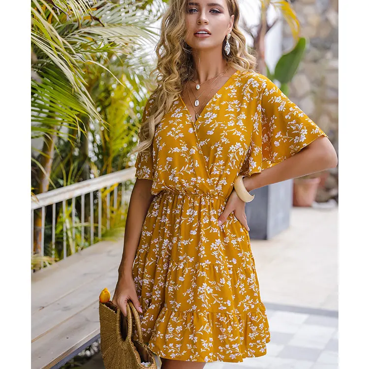 
 Independent research and development printed floral dresses for woman ladiesdress women  