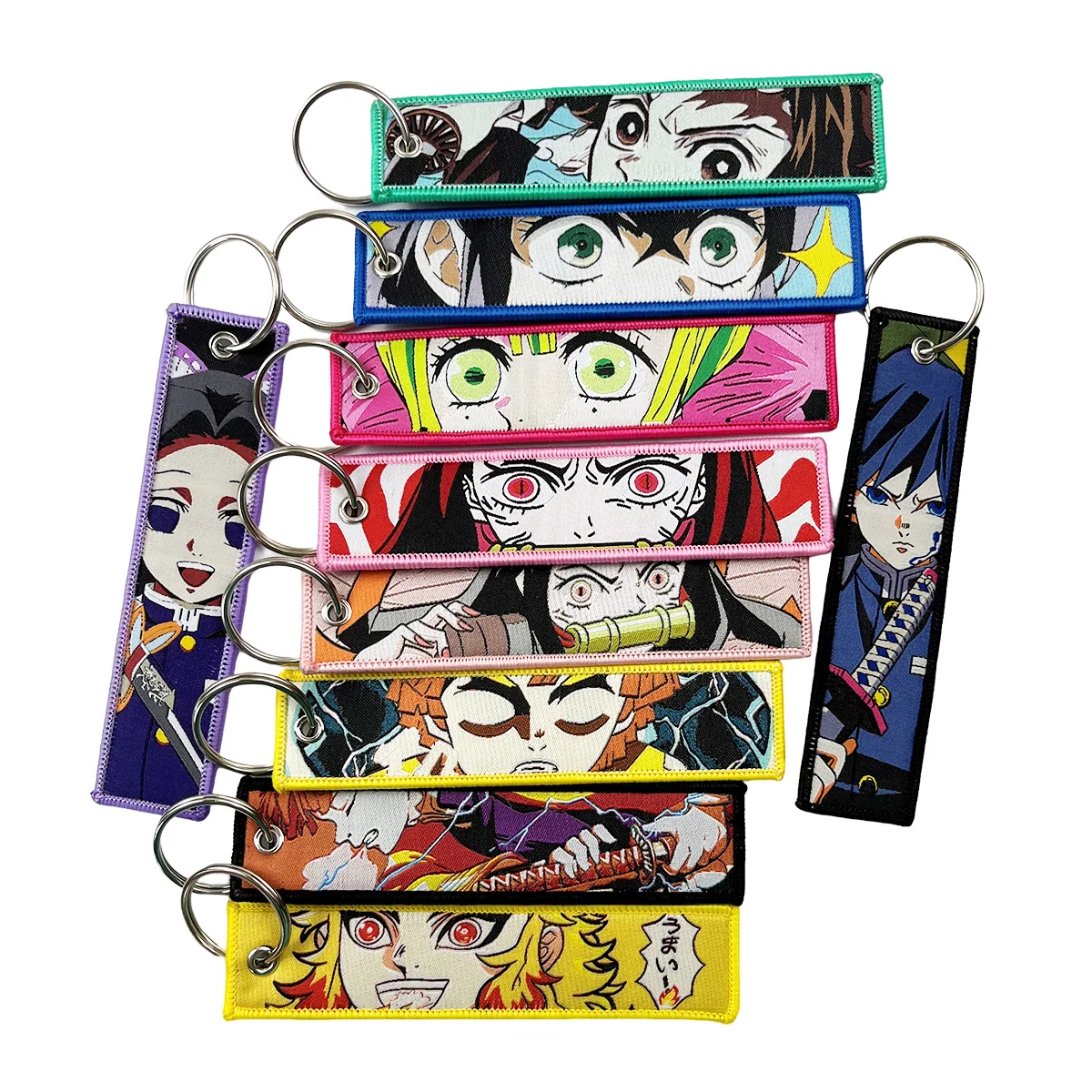 300 Designs Anime Accessories keychain Fabric embroidery keychain Anime Chainsaw-Man Jet Tags