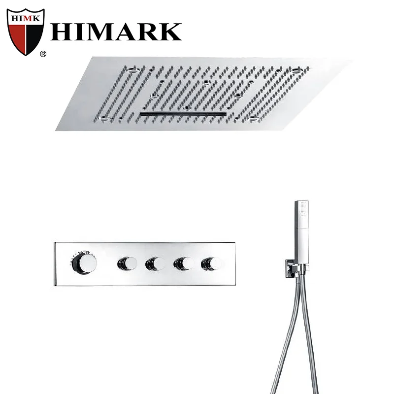 Contemporary in wall shower mixer system wall mounted shower set 5 handle brass bathroom thermostatic mixer bath & shower faucet