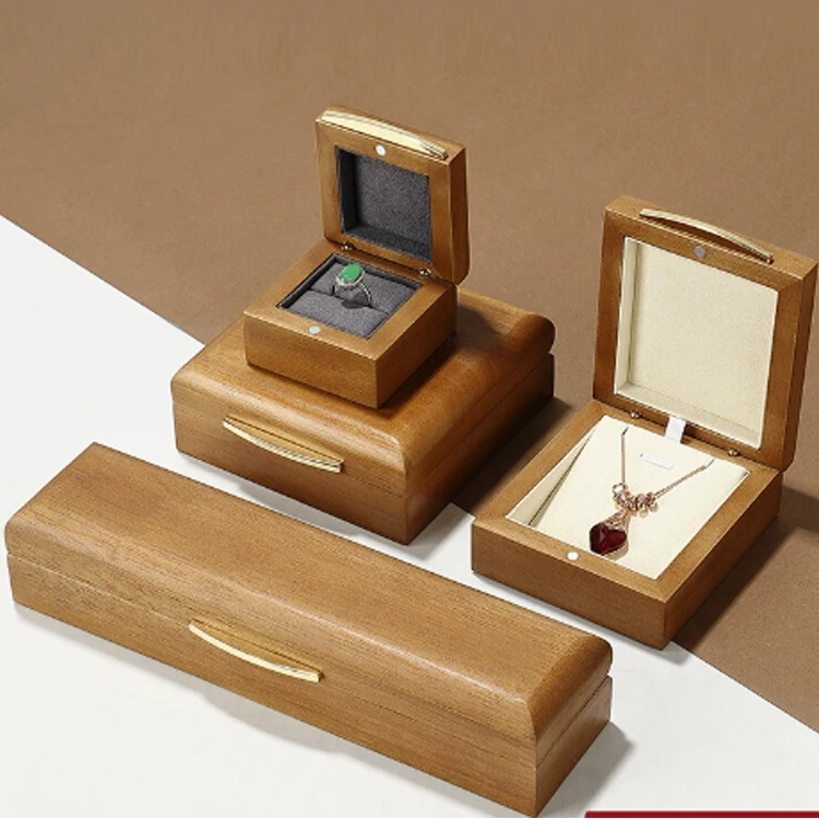 High end chinese factory customized   wooden jewelry box packaging luxury real wood jewelry boxes for jewelry