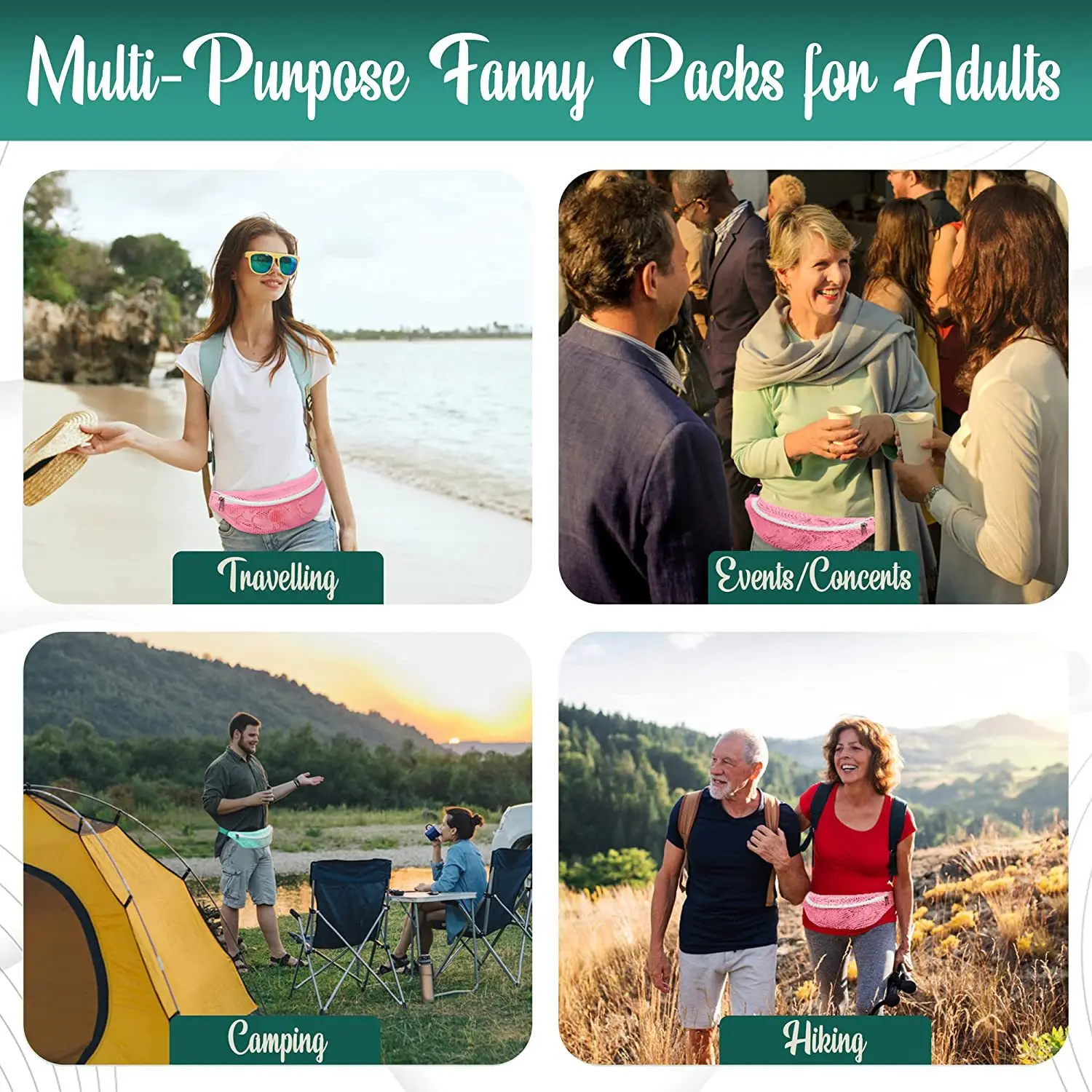 2023 Custom Mesh Waist Bag For Women Men See Through Waist Belt Bag With Adjustable Belts