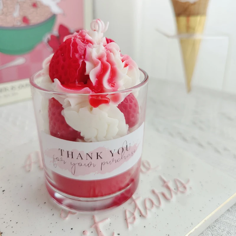 Strawberry Chocolate Creative Cream Cake Gift Dessert Aromatherapy Scented Soy Wax Candles Ornaments Home Desk Decoration