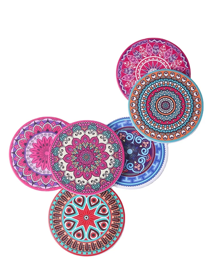 Creative Custom Logo Europe Style Absorbent Ceramic Coaster White Ceramic Coasters