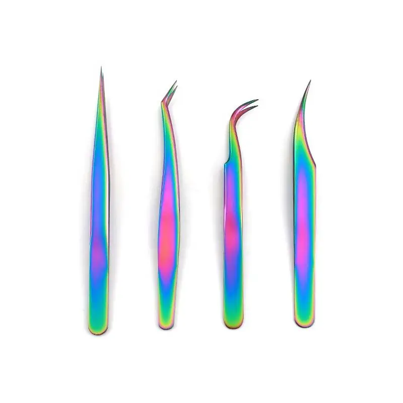 Professional Eyelash Extension Tweezers Straight & Curved Tweezers For Nail Art False Eyelash Extension Tweezers
