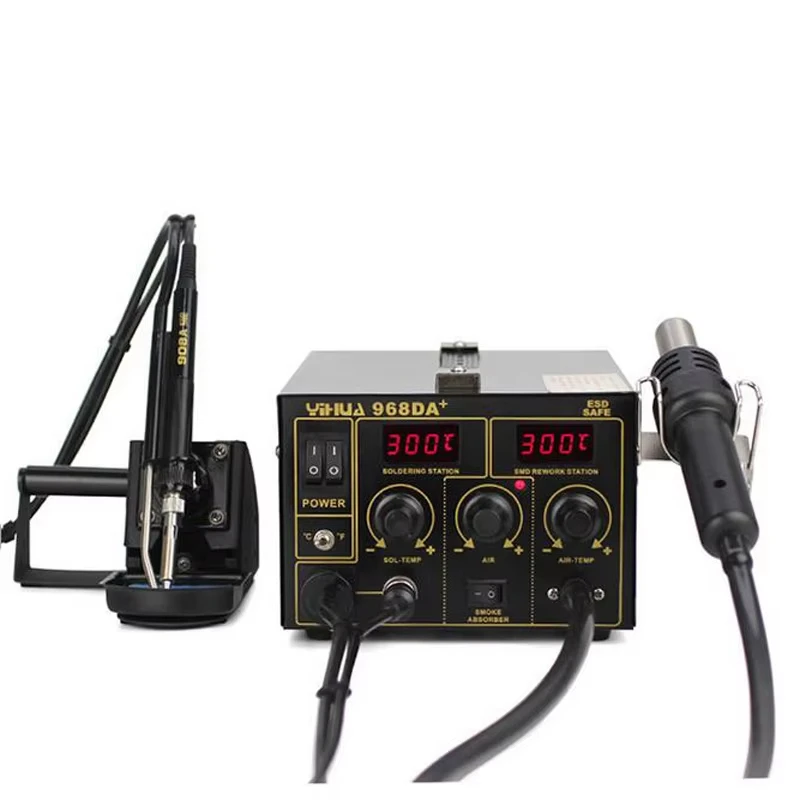 Electronic Cell Phone 3 In1 Soldering Hot Air Repair Rework Station YIHUA 968DA+ With Digital SMD Soldering Iron 110V/220V