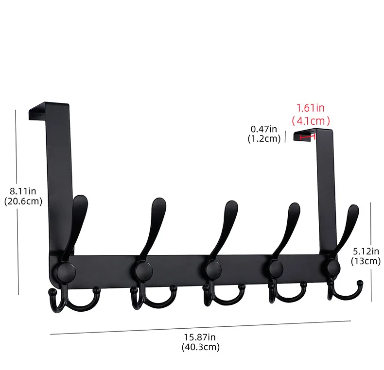 Heavy Duty 5 Tri Hooks Over Door Hanger Hook Rack for Hanging Coats Clothes Hat Towel