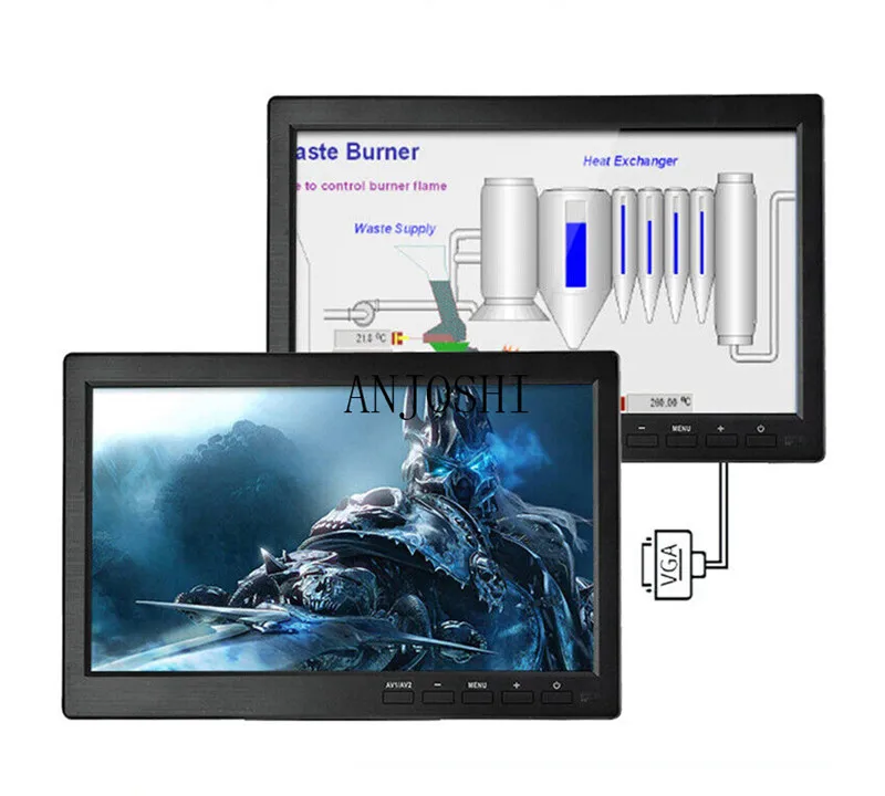 10 Inch Car CCTV Monitors with BNC AVI VGA HD&MI Input Cable Remote Control Built-in Speaker for PC CCTV Security Camera X-Box
