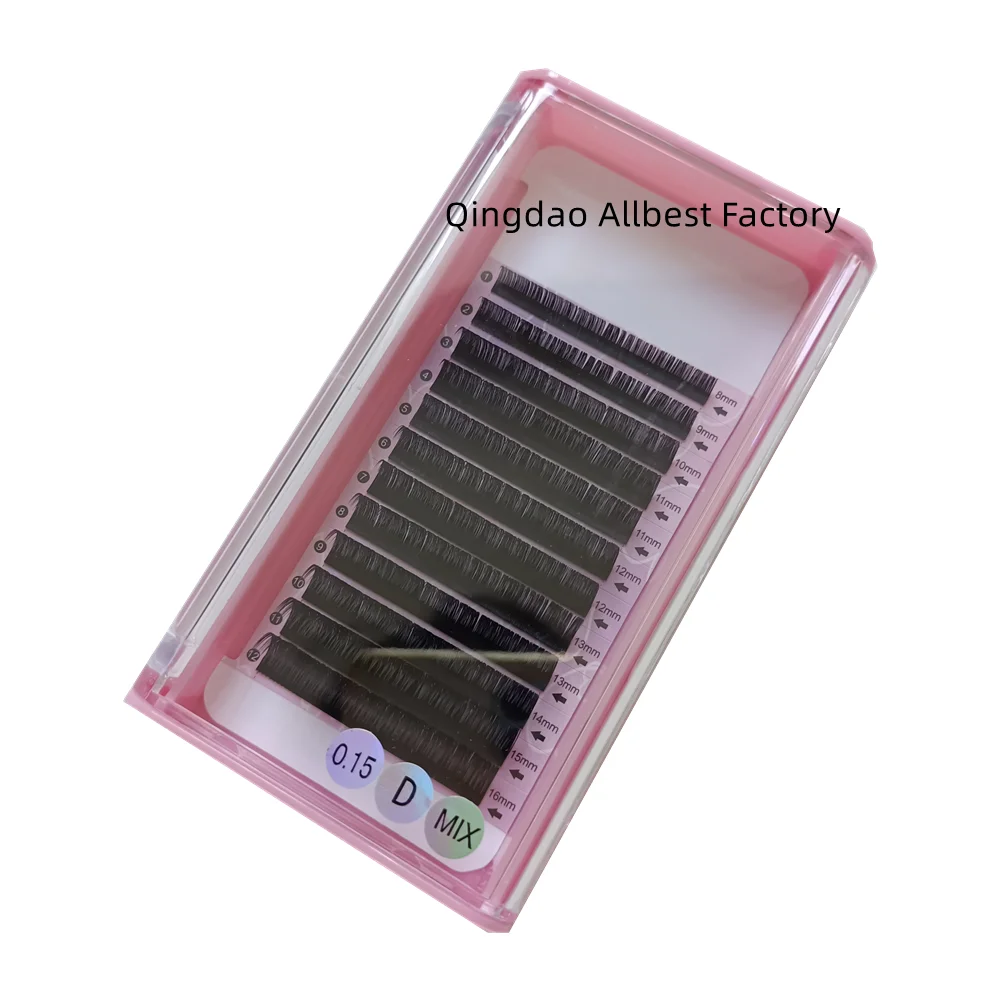 Individual Lashes Matte Black Custom Curls Lash Supplies Silk False Lashes Manufacturer High Quality Korean PBT Fiber Mink