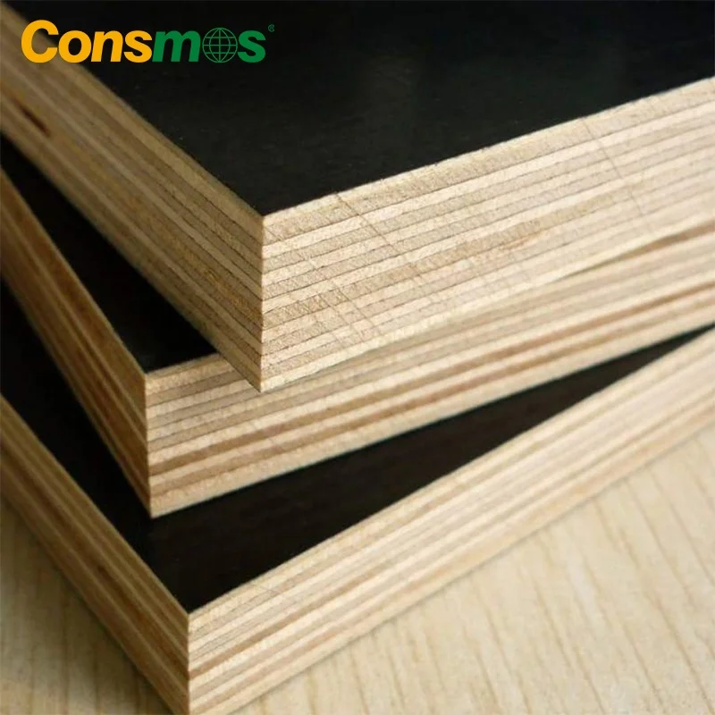 CONSMOS 18mm 20mm 21mm Black Veneer Poplar Core Marineplex Film Faced Shuttering Formwork Plywood Board Price