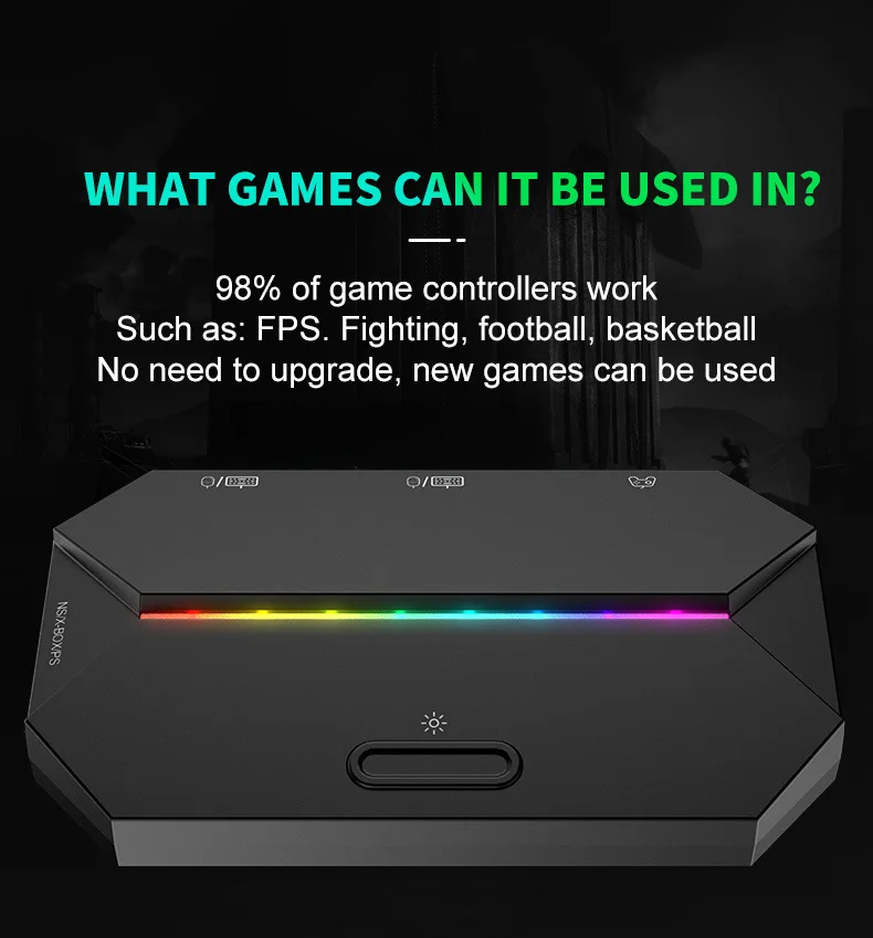ZIYOULANG G6L game converter RGB light Gamepad keyboard and mouse converter for Switch Xbox PS4 5