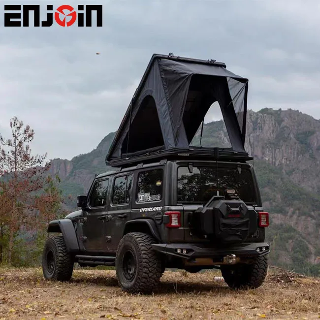 ENJOIN Outdoor Tents for Camping Light and Thin Style Automatic Aluminum Hard Shell Triangular Roof Top Tent