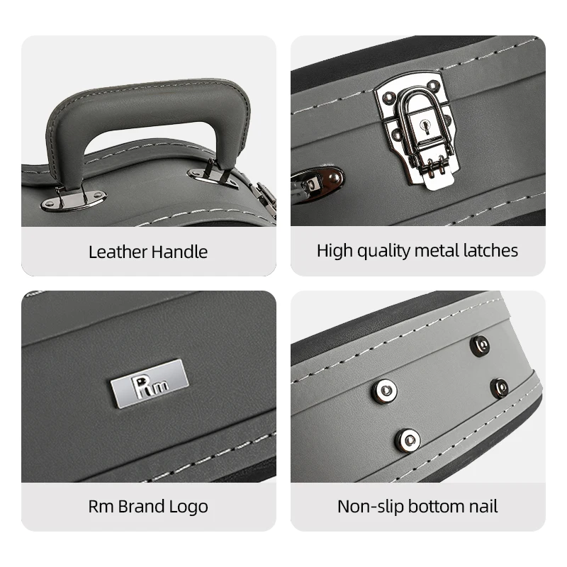 Classical Guitar Cases Black-grey Leather Wooden Guitar Display Case Shockproof Custom Musical Instrument Case
