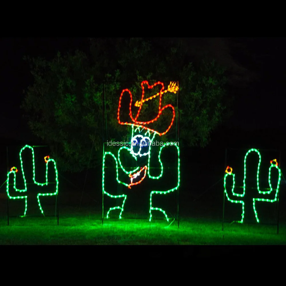 Outdoor LED rope light frame flower Christmas lighting silhouettes for yard holiday decoration