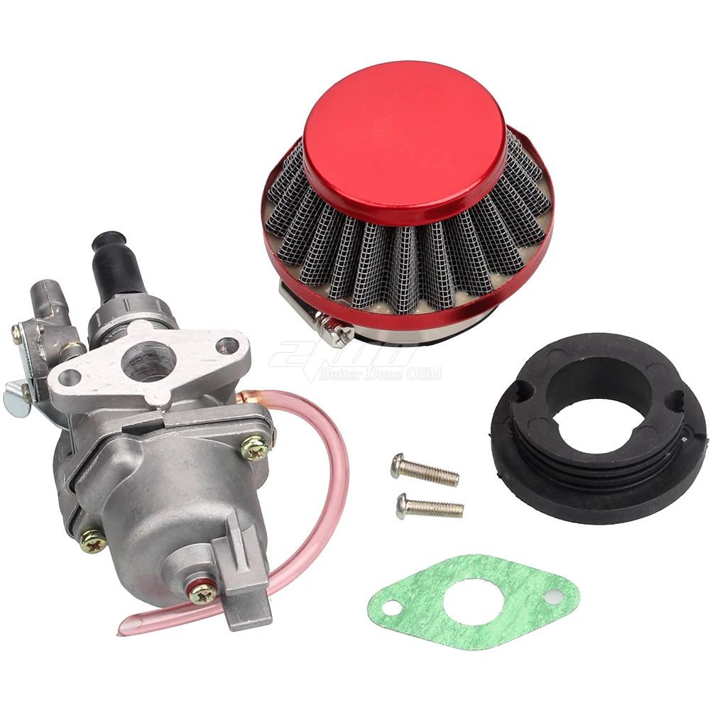 Minimoto Red Air Filter + Carburetor Carb + Stack For 2 Stroke 47cc 49cc Engine Parts Mini Moto Kids ATV Quad 4 Wheeler Go Kart
