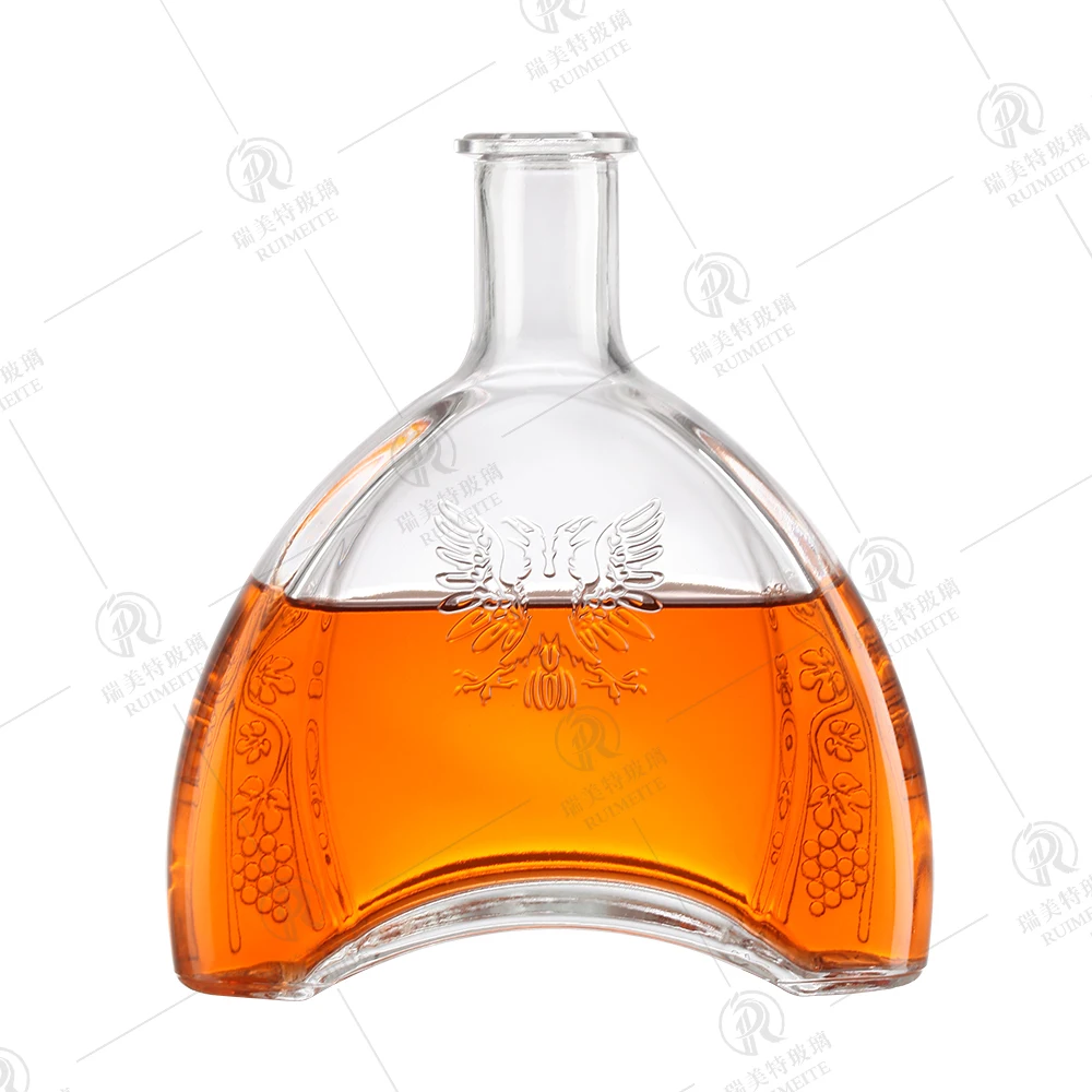 Custom Clear 500ml 750ml Wine Vodka Glass Bottle for Liquor Empty XO Whiskey Spirit Bottles with Glass Cap