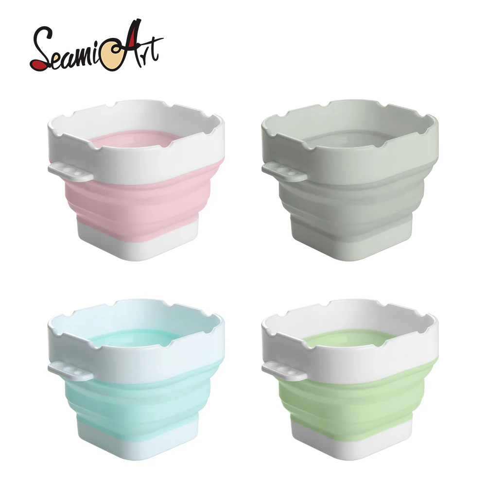 Silicone Plastic Folding Bucket for Washing Painting Brush Morandi color Portable Watercolor Art Tool