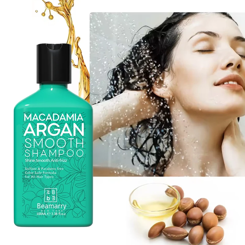 Travel size 100ML Macadamia Argan Smooth natural keratin damaged hair shampoo brazilian for salon