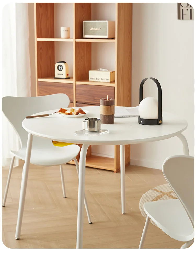 Nordic modern classic round white mid-ancient table for  dining and study living room