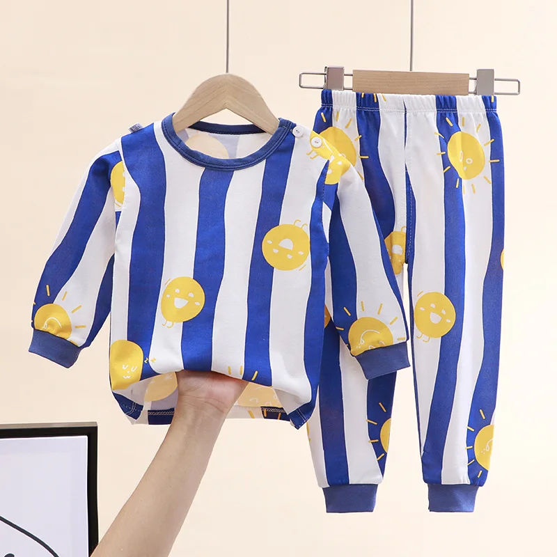 Stock clearance  Kids Toddler Boys Pajamas 2 Piece Pjs Top and Pants Set 100% Cotton Sleepwear Nightwear  kids boys