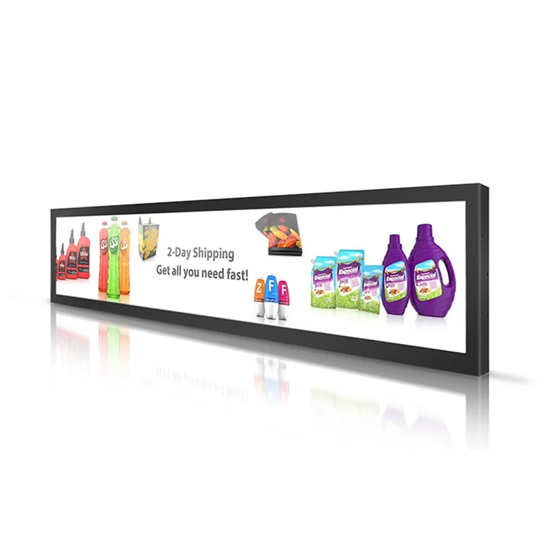 HD Ultra Wide Shelf Edge Advertising Digital Signage Monitor Type Stretched Bar LCD Display Screen