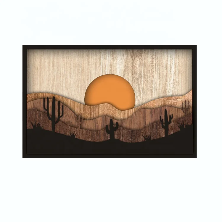 3D Wall art decoration Framed  wooden wall decor For living room interior decoration set of 3