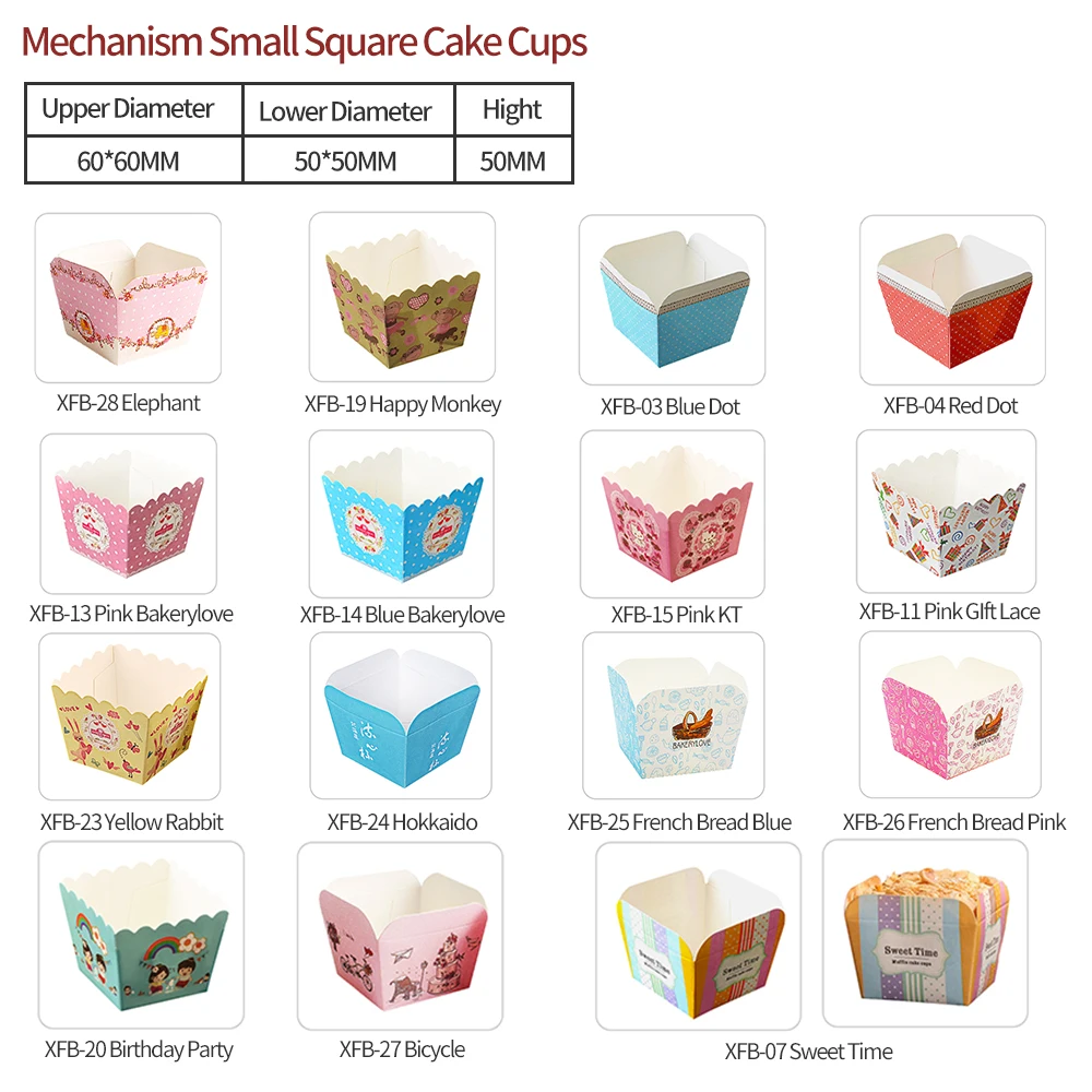 Beige Greaseproof Tulip Cupcake Cases Tray Holders Paper Baking Muffin Mold Cupcake Liners Cup square paper cake cup