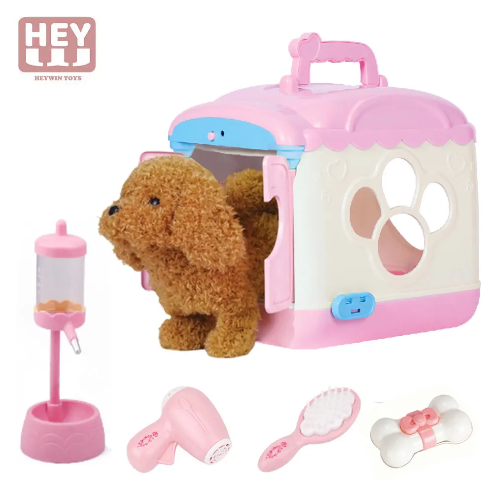HEYWIN Plush Dog Toys for Kids,  voice control Stuffed puppy with Electric pet cage best gift for children birthday (933-26E)
