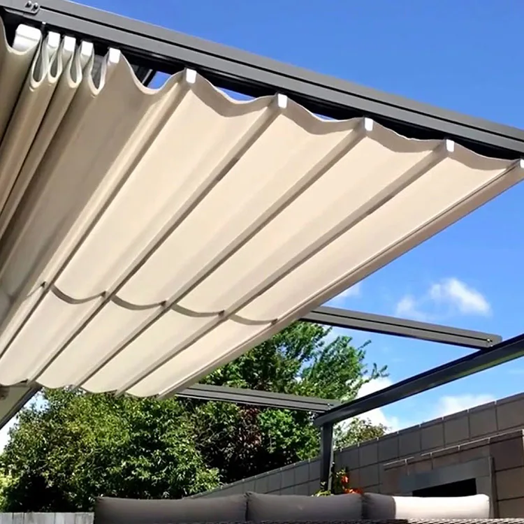 custom motorized bioclimatic automatic fully retractable rooftop awning pergola system