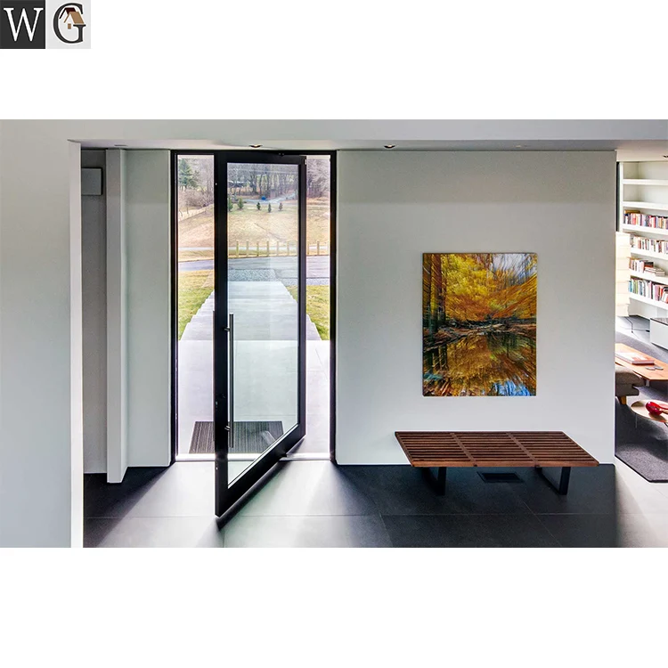 Modern house glass main entrance heavy duty aluminum pivot door design