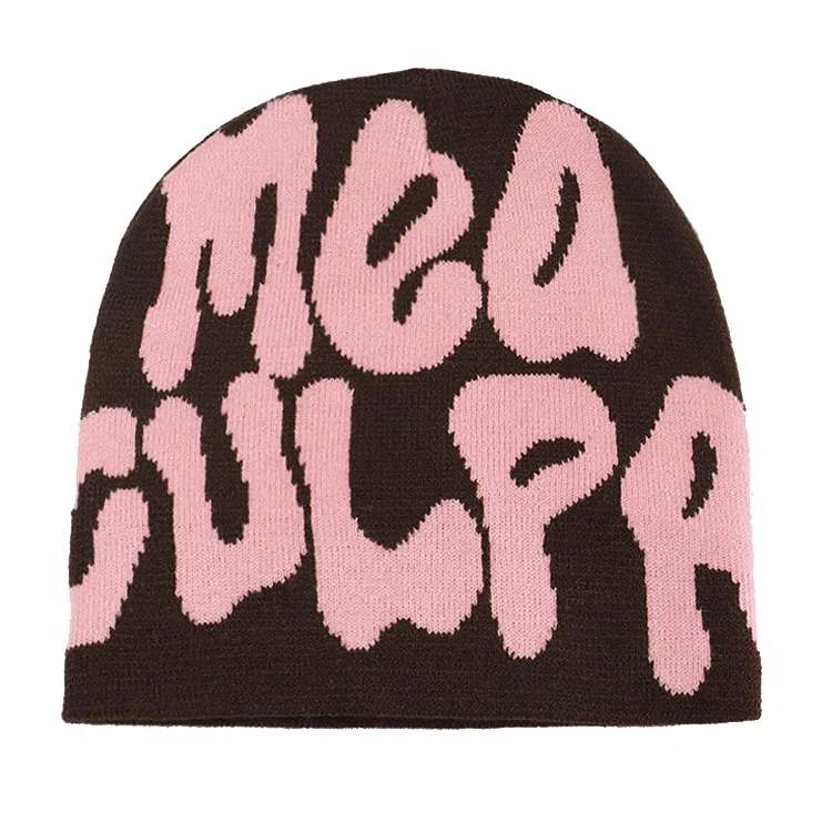 Over print skully custom beanies manufacturer with jacquard logo