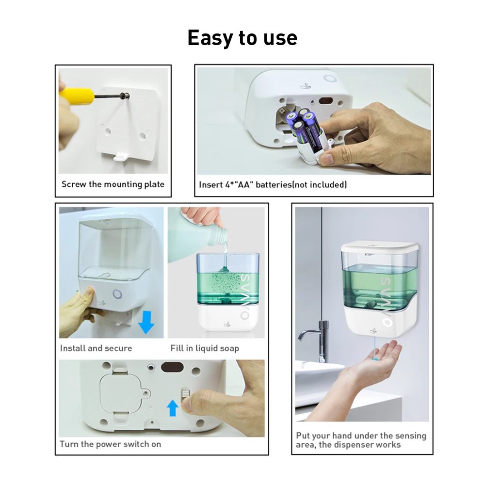 Hotel Bathroom Wall Mounted 1000ml Infrared Touchless Automatic Sensor Shampoo Liquid Shower Gel Hand Wash Soap Dispenser